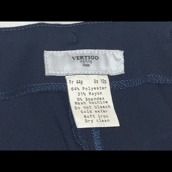 Vertigo Paris Navy Blue Dress Trousers with Silver Hardware Detailing (size 12P) - Picture 2 of 6